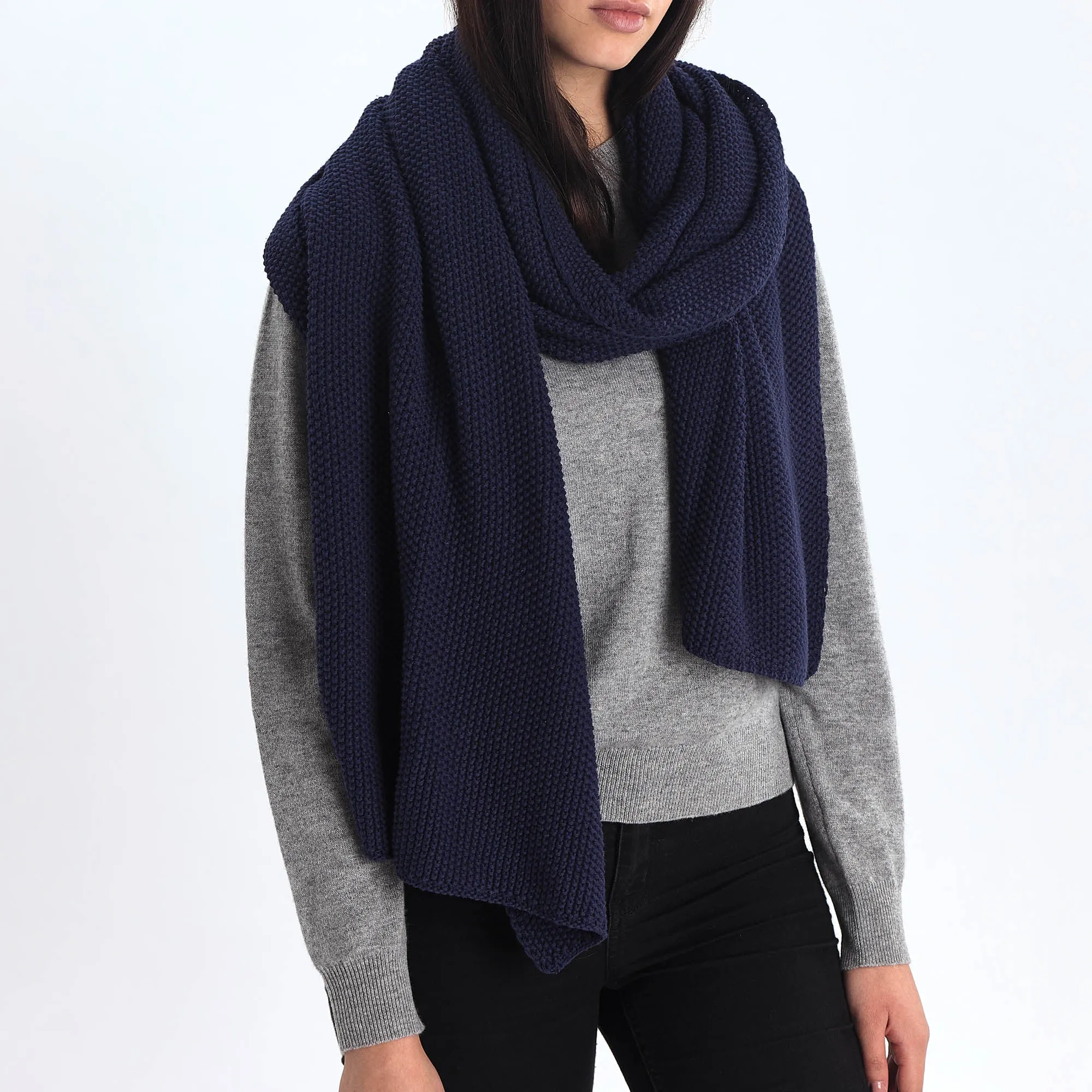 Antua Cotton Scarf [Dark blue]