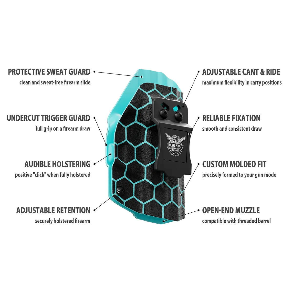 Aqua Honeycomb Custom Printed Holster - IWB Kydex Holster