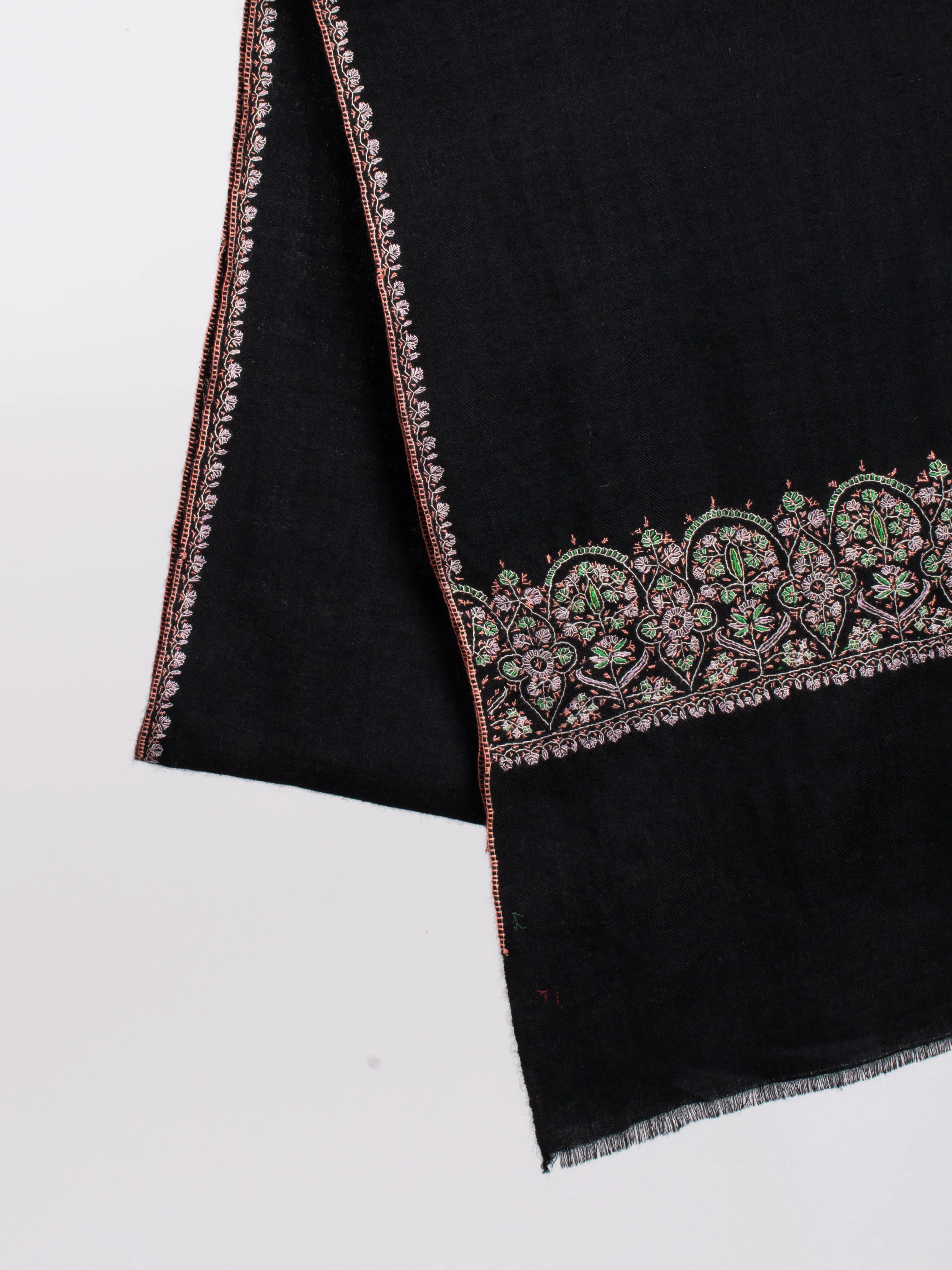 Black Embroidered Cashmere Scarf