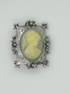 Charming Gray Cameo Brooch