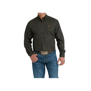 Cinch Men's Long Sleeve Button Down Western Geometric Print Black Shirt