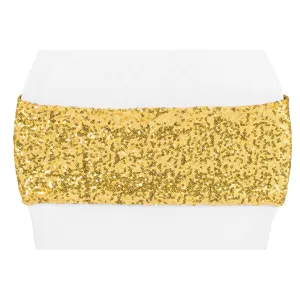 Glitz Sequin Spandex Chair Band - Gold