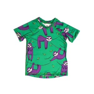 Green Sloth Short Sleeve Swim Shirt - 1 Left Size 2-4 years