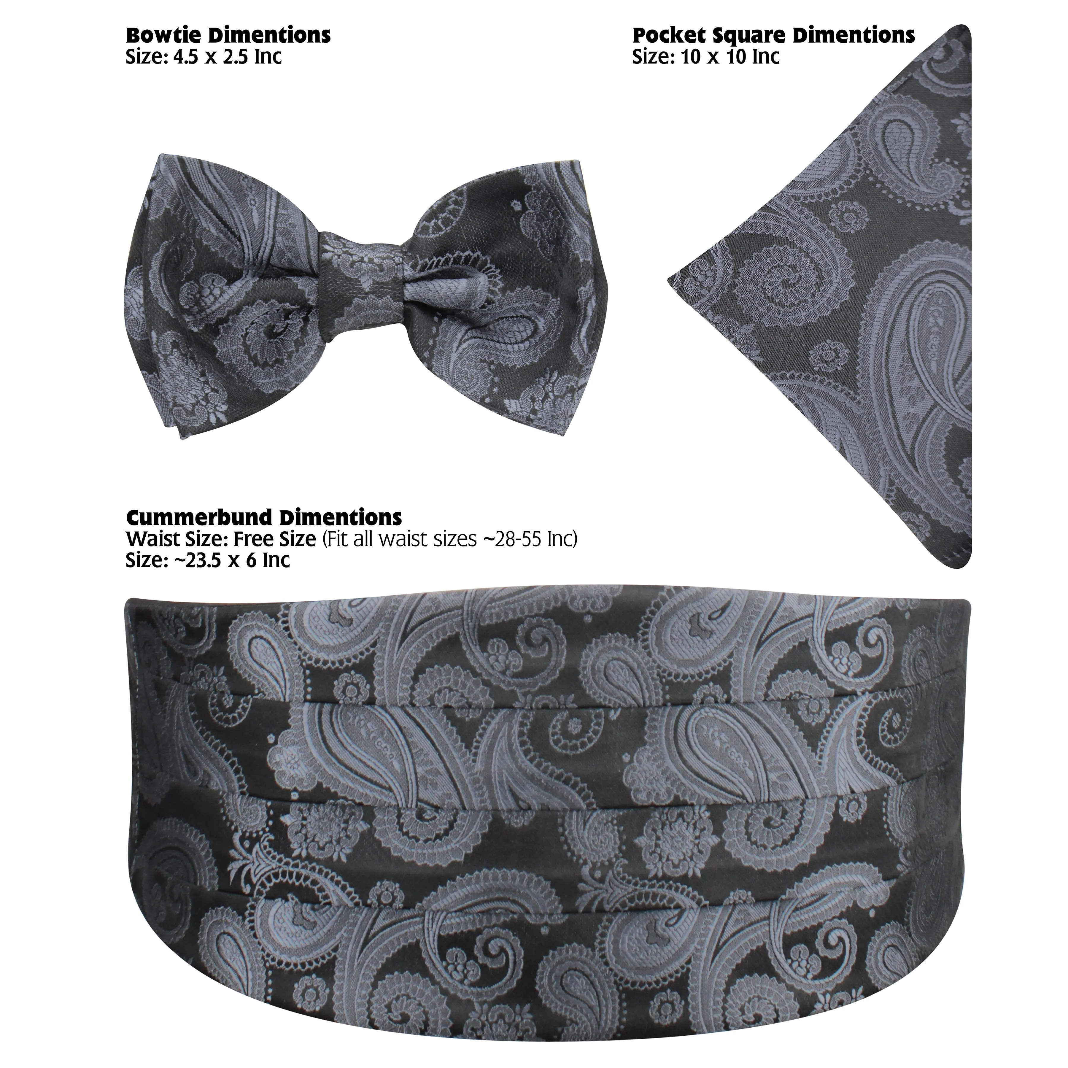 Kavove Paisley Black Cummerbund Gift Set