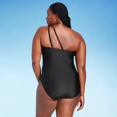 Kona Sol Women's Tummy Control One-Shoulder Ruched One-Piece Swimsuit