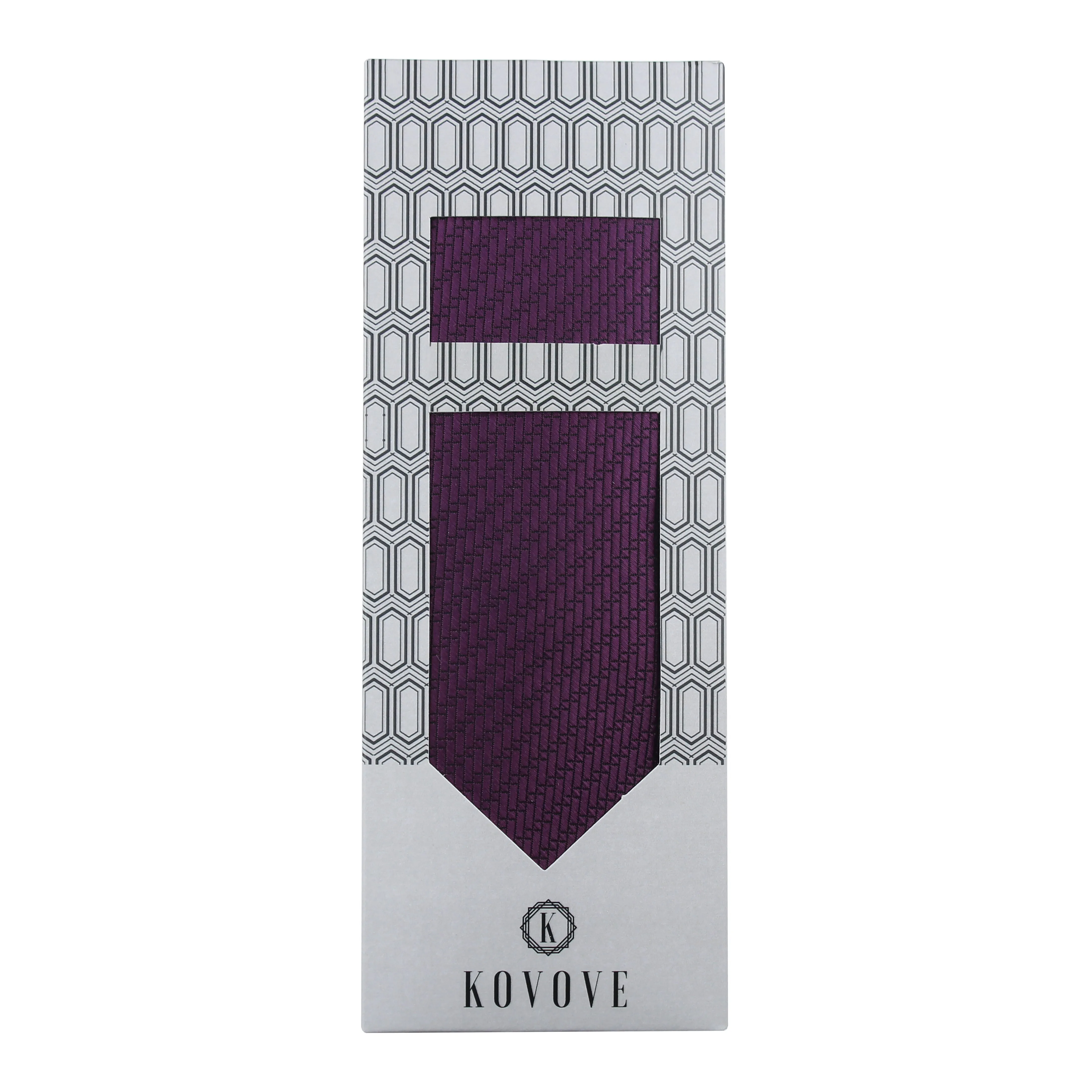 Kovove Purple Solid Necktie and Pocket Square Gift Box