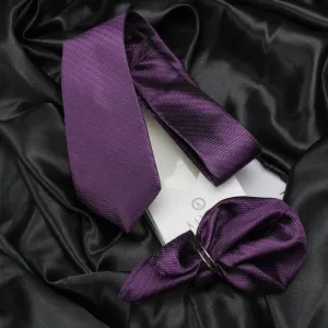 Kovove Purple Solid Necktie and Pocket Square Gift Box