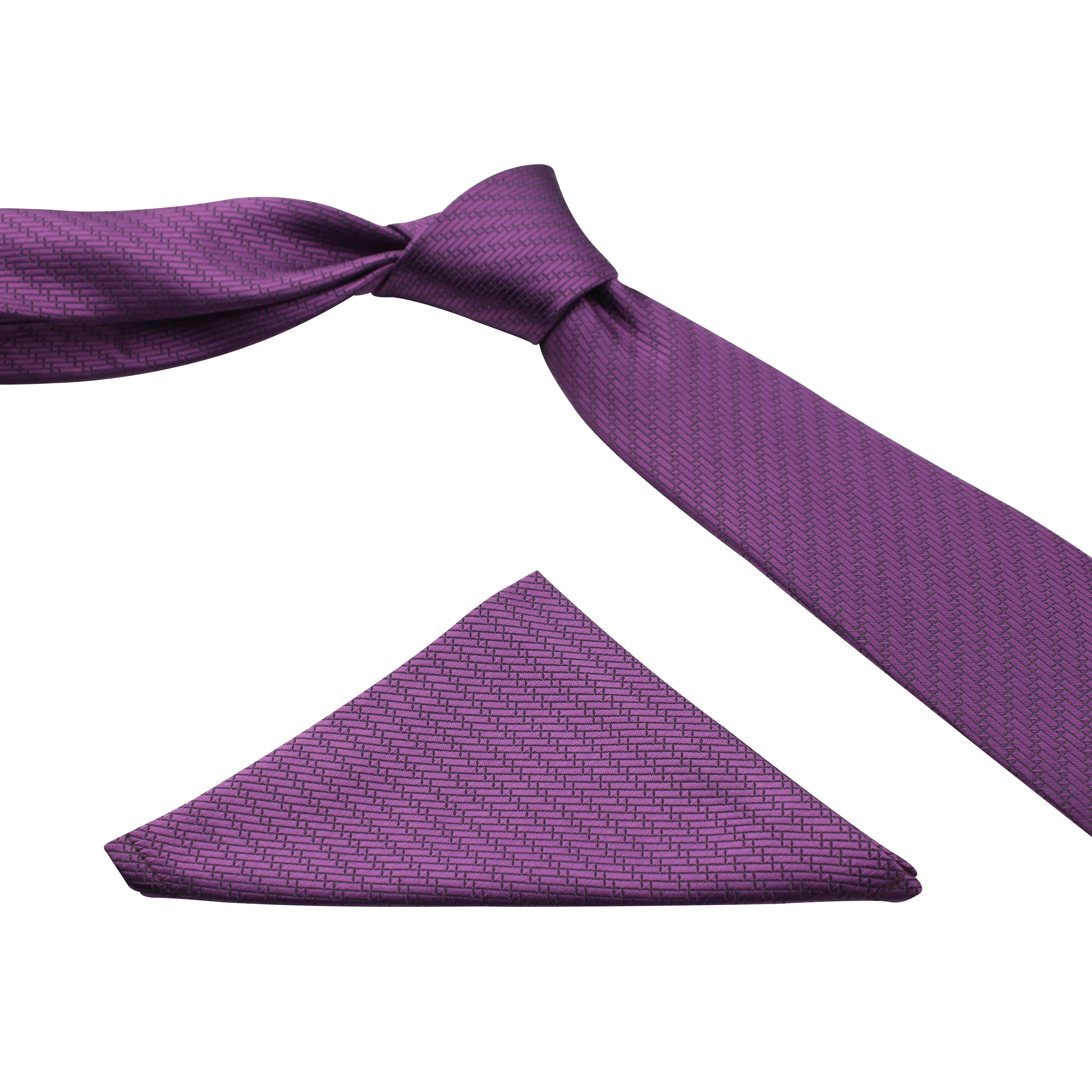 Kovove Purple Solid Necktie and Pocket Square Gift Box