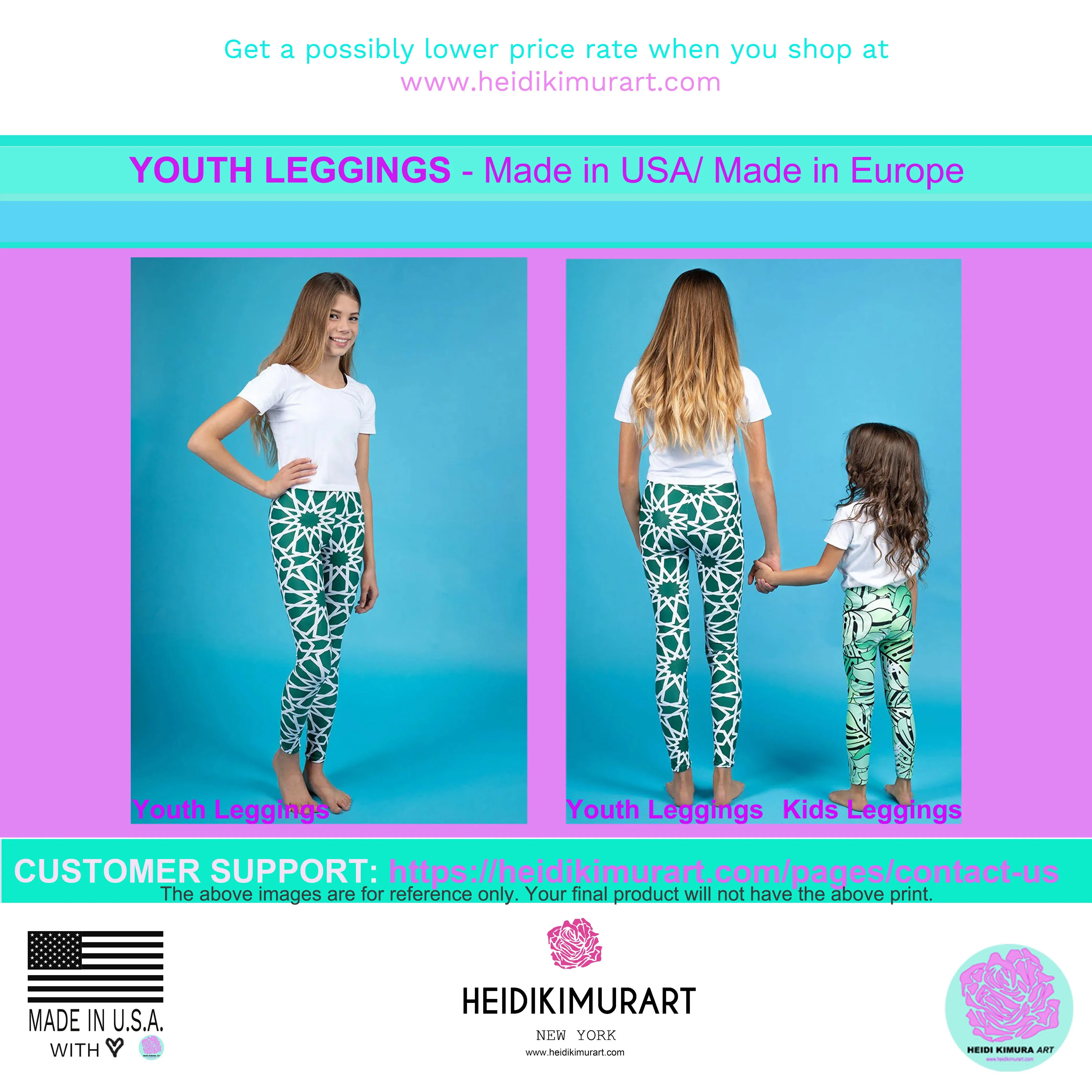 Light Blue Swan Print Premium Youth Leggings Stylish Workout Pants - Made in USA/EU