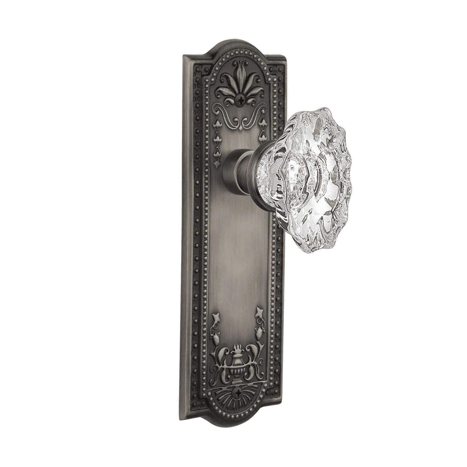 Meadows Long Plate with Chateau Knob in Antique Pewter