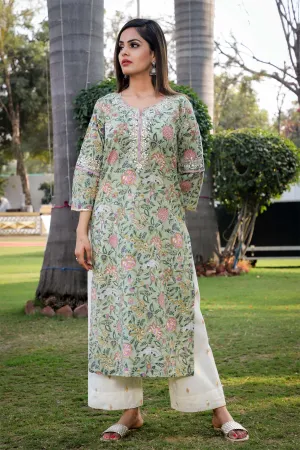 Mehendi Green Straight fit Kurta