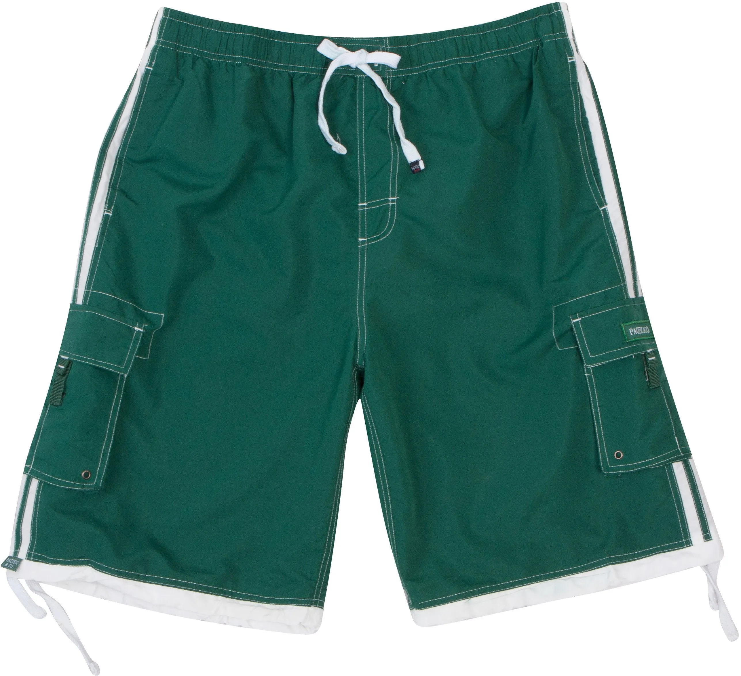 Men's Contrast Striped Solid Color Swim Trunks for Surfing and Skating by Sakkas