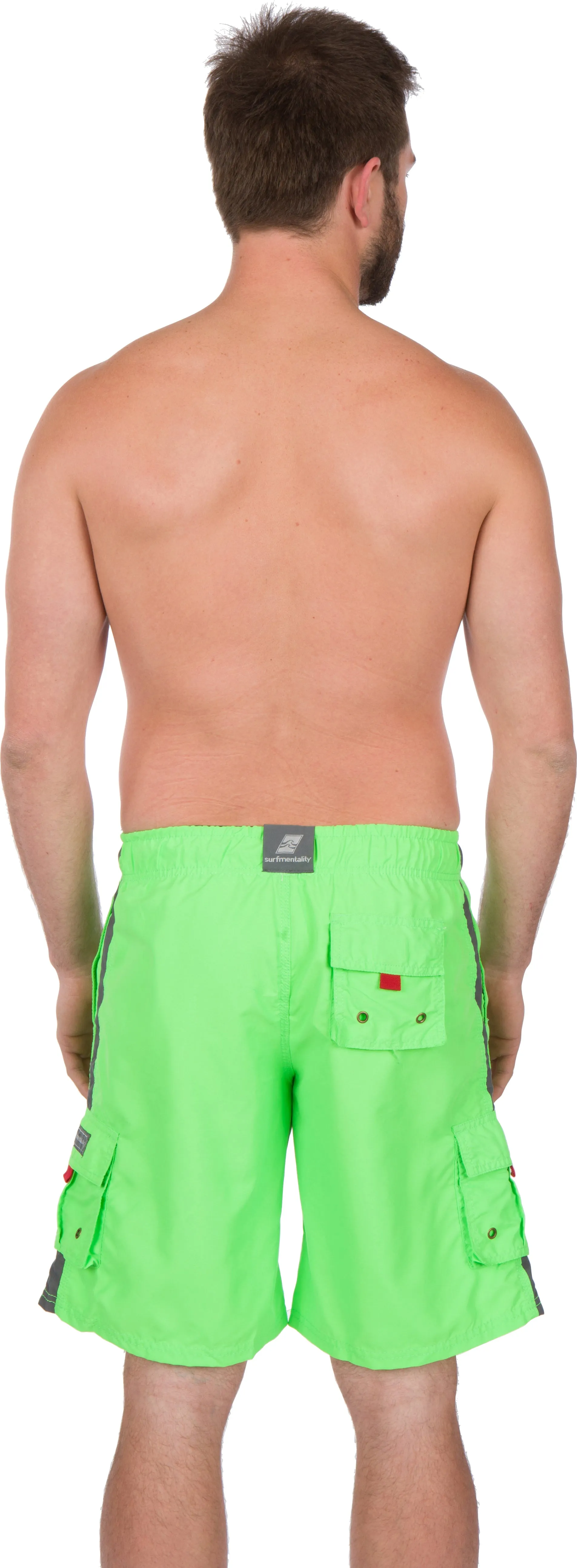 Men's Contrast Striped Solid Color Swim Trunks for Surfing and Skating by Sakkas