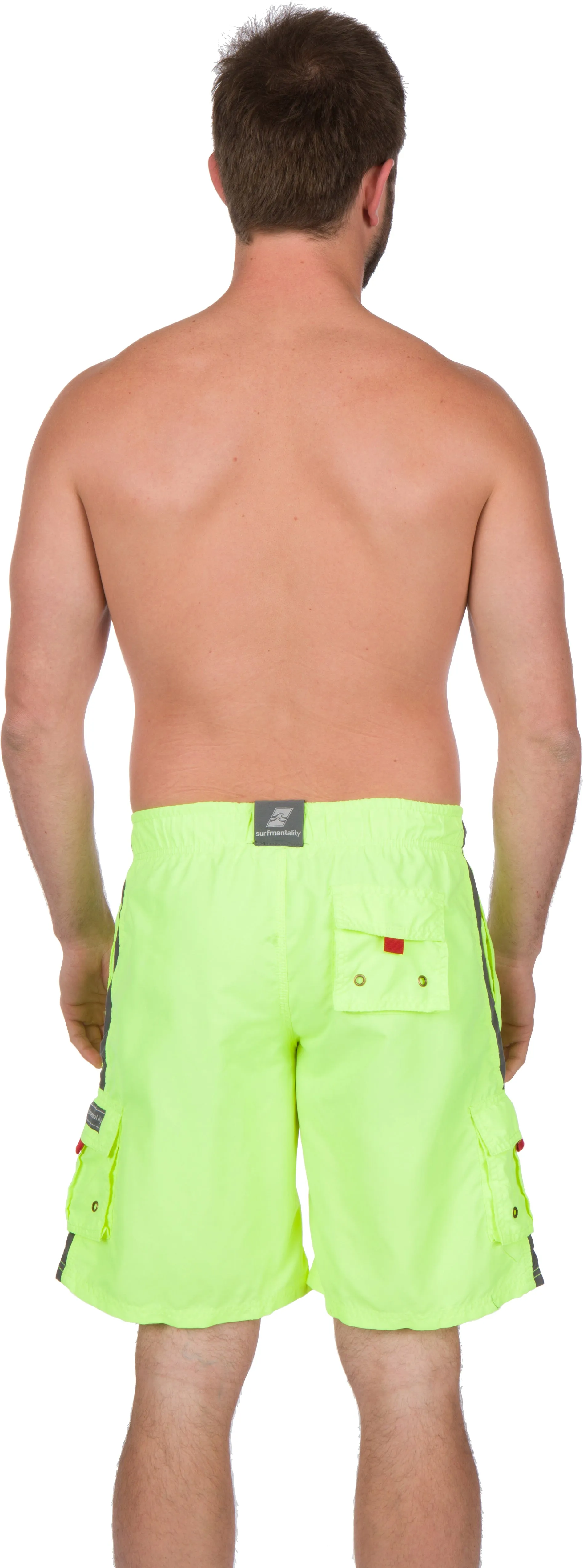 Men's Contrast Striped Solid Color Swim Trunks for Surfing and Skating by Sakkas