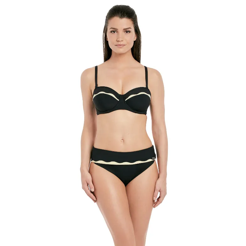 Sainte Maxime Black Cream Bandeau Multiway Bikini Top - Fantasie Swim