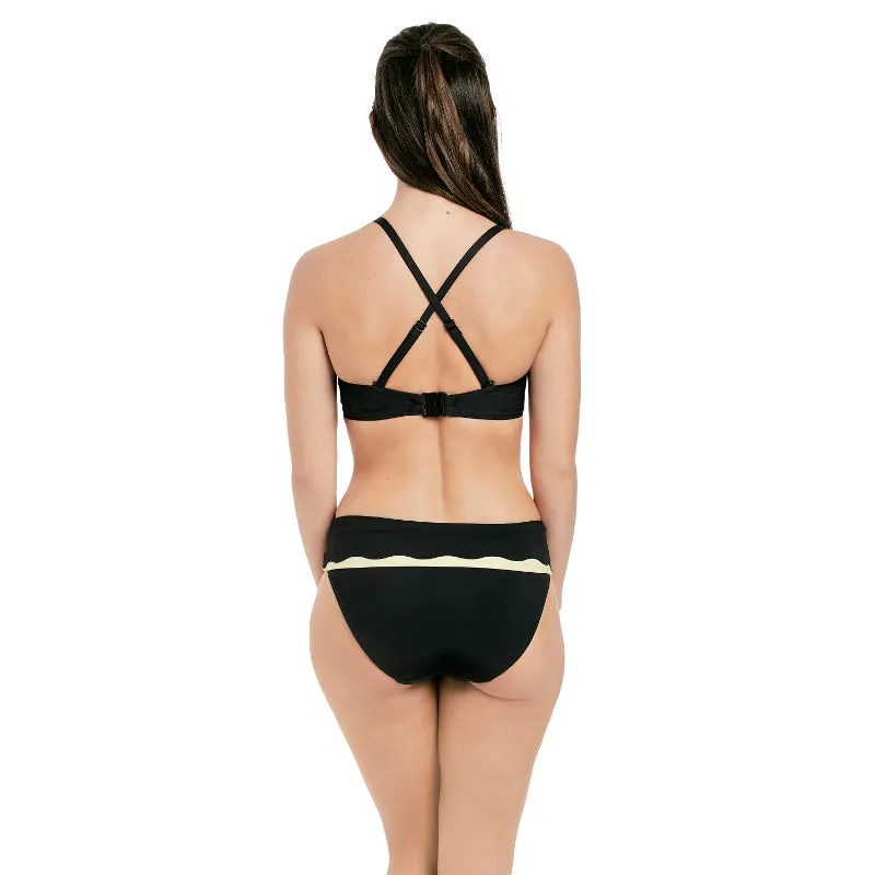 Sainte Maxime Black Cream Bandeau Multiway Bikini Top - Fantasie Swim