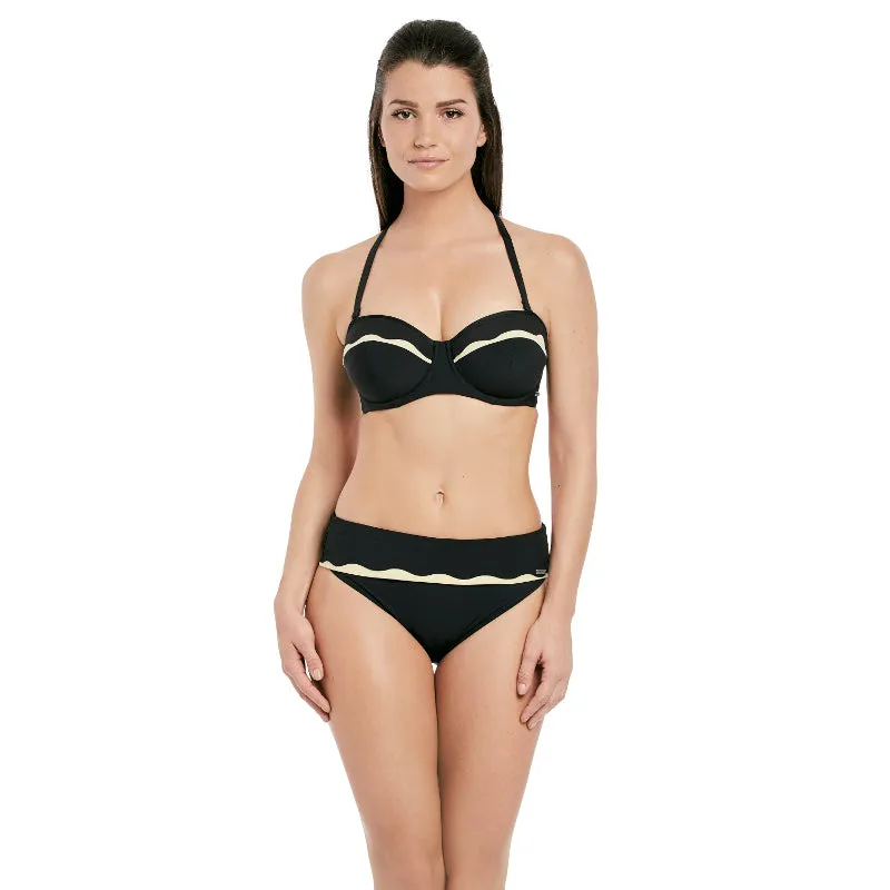 Sainte Maxime Black Cream Bandeau Multiway Bikini Top - Fantasie Swim