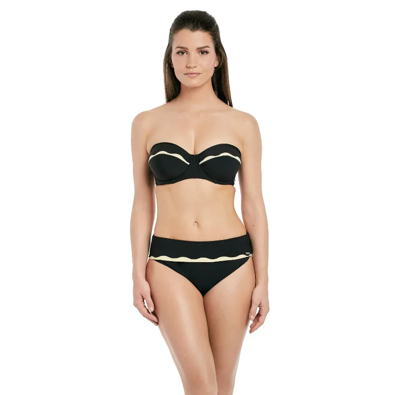 Sainte Maxime Black Cream Bandeau Multiway Bikini Top - Fantasie Swim