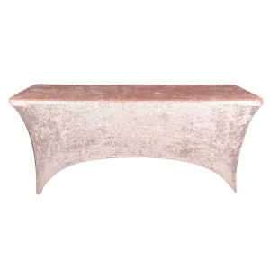 Velvet Spandex Table Cover 6ft Rectangle - Blush/Rose Gold